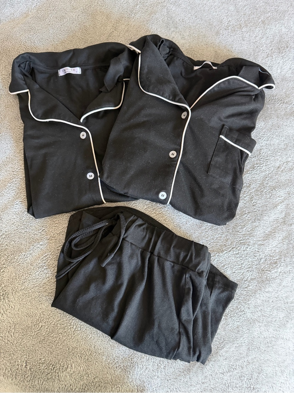 Amazon Black Pajama Set with White Piping